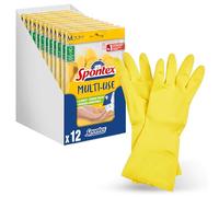 Spontex Multi Use, 12 paires de gants de ménage avec protection fraîcheur et latex naturel FSC, intérieur avec flocage en coton, taille M (12 x 1 paire)