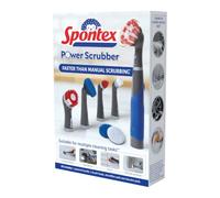 Spontex Power Scrubber Brosse de Nettoyage électrique | 5 têtes de brosse, 2 types de tampons, convient à de multiples tâches de nettoyage, ensemble de 8 pièces