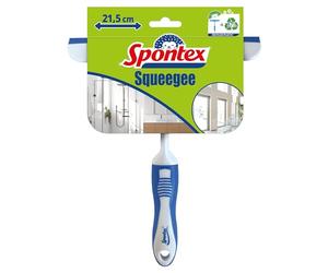 Spontex Raclette vitre - Raclette douche et lave vitre multi-usages pour verre, carrelage, etc - Lame en caoutchouc résistante de 21,5cm - compacte et légère - Anneau de suspension