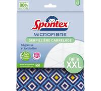 SPONTEX - Serpillère Spécial Carrelage XXL - 100% microfibre - Dégraisse juste avec de l'eau - Elimine 99% des bactéries - Motifs originaux - Taille XXL
