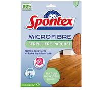 SPONTEX - Serpillière Spécial Parquet - Texture microfibre douce - Elimine facilement le gras et la poussière - Fait briller - Elimine 99% des bactéries