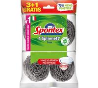 Spontex Spirenett' 3+1, Pailles en Acier pour enlever la saleté Plus obstiné de casseroles, de Vaisselle et de grilles. Format 4 pièces