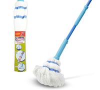 Spontex Twist Mop Balai Serpillère | Essorage Facile, Frange en Microfibre, Nettoyage Parquet et Carrelage, Manche Télescopique | 80-130 cm