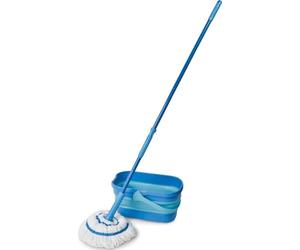 Spontex Twist Mop Kit | Balai Serpillère avec Frange en Microfibre et Essorage Facile & Seau Ultra-Compact | 10 l