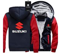SPONYBORTY Épaissir Velours à Capuche Su-ZUki Logo Impression Cardigan Veste Chaude Hommes Femme Sweat décontracté Coupe-Vent Doudounes Taie d'oreiller/C/L