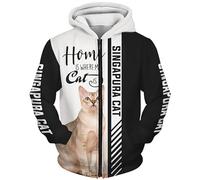 SPONYBORTY Hoodi es Vestes T-Shirt Pantalons Shorts Cardigan Mince 3D Singapure Chat Impression Pull Hommes Femmes Casual Polyester Sweat Haute Qualité/A1/XXL