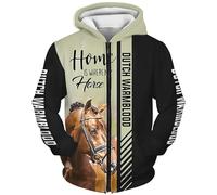 SPONYBORTY Hoodies Vestes T-Shirt Cardigan Mince 3D Hollandais Warmblood Impression Pull Hommes Femmes Casual Polyester Sweat Mode/A1/M