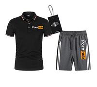 SPONYBORTY Polo Deux Pièces Chemises T-Shirt Shorts Manches Courtes PO.RN_HUB Impression Haut Hommes Et Femmes Coton Décontractée Survêtement Ensemble Sweat À Capuche Tee Le Jogging / c1 / L