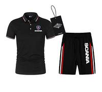 SPONYBORTY Polo Deux Pièces Chemises T-Shirt Shorts Manches Courtes Sca-Nia Impression Haut Hommes Et Femmes Coton Décontractée Survêtement Ensemble Sweat À Capuche Tee Gym / a1 / M