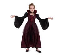 Spooktacular Costume de vampire victorien pour filles, jupe noire et rouge, costume de vampire effrayant pour enfants pour le Cosplay d'Halloween, Medium (8-10 yrs).