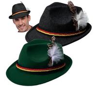 Spooktacular Creations 2er-Set Alpinhüte, Retro-Fedora aus Filz für Erwachsene. Perfekt für Halloween, bayerische Oktoberfest-Kostüme, Rollenspiele und Cosplay.(noir et vert)