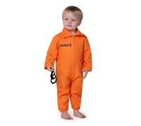 Spooktacular Creations Baby Unisex Jailbird Costume, Jail Prisoner Costume Jumpsuit for Toddler Girls Boys Halloween Dress Up Party