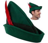 Spooktacular Creations Chapeau de Robin des Bois en Feutre avec Plume - Taille Unique pour Adulte, Peter Pan, Allemand, Tyrolien Vert - Fête d'Halloween