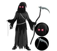 Spooktacular Creations Child Unisex Glowing Eyes Reaper Costume for Creepy Phantom Halloween Costume (XX-Large (14-16 yrs))