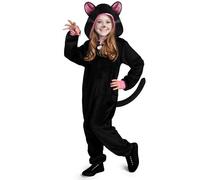 Spooktacular Creations Combinaison d'Halloween pour enfant - Costume de chat noir - Combinaison avec capuche et fermeture éclair - Déguisement d'Halloween