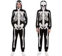 Spooktacular Creations Combinaison pyjama squelette pour femme adulte, costume d'Halloween, tour ou friandise, fête à thème