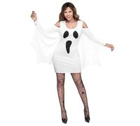 Spooktacular Creations Costume d'aile de chauve-souris fantôme blanc pour femme adulte, robe à manches pour femme chauve-souris, costume d'Halloween Cosplay-XL