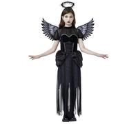 Spooktacular Creations Costume d'ange noir pour filles, costume d'ange diable pour Halloween, jeu de rôle d'ange (grand (10-12 ans))