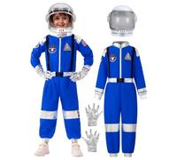 Spooktacular Creations Costume d'astronaute d'Halloween pour enfants - Ensemble de tenue d'astronaute bleue unisexe avec casque - Combinaison de pilote pour tout-petits - Pour Halloween - Costume de