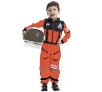 Spooktacular Creations Costume d'astronaute pilote de la NASA orange avec visière spatiale mobile pour enfants, casque d'Halloween. (Tout-petits (3-4 ans))