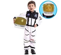 Spooktacular Creations Costume d'astronaute pour enfants avec visière mobile, casque d'astronaute, costume spatial de la NASA pour enfants, déguisement de jeu de rôle (blanc) - moyen (7 à 9 ans)