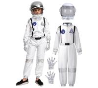 Spooktacular Creations Costume d'astronaute unisexe à rayures argentées pour enfants à Halloween, combinaison de pilote avec casque