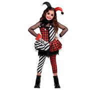 Spooktacular Creations Costume de clown pour fille, costume de clown maléfique, robe de clown noire et rouge pour filles, jeu de rôle d'Halloween, fête cosplay-L