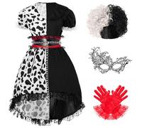 Spooktacular Creations Costume de dalmatien pour fille, ensemble de robes à pois pour Halloween et fêtes costumée Small(5-7 yrs)