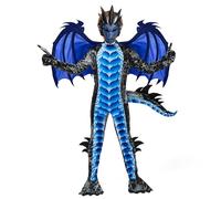 Spooktacular Creations Costume de dragon noir et bleu d'Halloween pour garçon-M