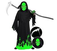 Spooktacular Creations Costume de fantôme de luxe pour enfants Grim Reaper Glow in The Dark (Petit (5-7 ans))