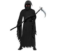 Spooktacular Creations Costume de faucheuse sombre pour homme avec cape de faucheuse, masque effrayant, lunettes, ceinture et gants pour les fêtes de cosplay d'Halloween - L