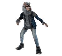 Spooktacular Creations Costume de loup-garou d'Halloween pour enfants, costumes de loup aux cheveux gris avec masque pour enfants garçons filles, déguisement d'Halloween M (8-10 ans)