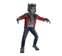 Spooktacular Creations Costume de luxe de loup-garou hurlant pour garçon avec masque, gants griffes de loup-garou, couvre-bottes, costume de loup pour enfants M(8-10 yr)