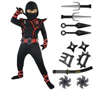 Spooktacular Creations Costume de ninja de luxe pour enfants, garçons et filles - Déguisement d'Halloween et de costumade (taille M, rouge)