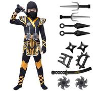 Spooktacular Creations Costume de ninja doré pour enfants, costume de ninja pour enfants, fêtes à thème ninja, déguisement d'Halloween (moyen (8-10 ans))