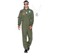 Spooktacular Creations Costume de pilote d'avion pour homme avec accessoire pour fête d'Halloween (taille L)