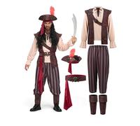 Spooktacular Creations Costume de pirate des Caraïbes pour homme adulte Capitaine de mer Costume de voleur pour Halloween-S