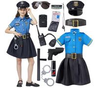 Spooktacular Creations Costume de policier pour enfants en bleu clair pour filles de 3T à L