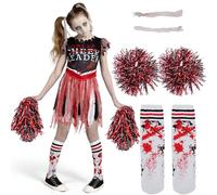Spooktacular Creations Costume de pom-pom girl pour filles, costume de pom-pom girl effrayant et sanglant, costume de pom-pom girl zombie pour les fêtes d'Halloween-M