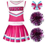 Spooktacular Creations Costume de pom-pom girl rose pour enfant fille-M