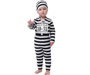 Spooktacular Creations Costume de prisonnier pour bébé et tout-petit, costume de prison pour bébé d'Halloween pour fêtes costumées d'Halloween (12-18 mois)