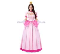 Spooktacular Creations Costume de robe rose pêche pour femme avec gants et couronne, robe de princesse pour costumes d'Halloween femme 2024, fêtes costumées-M