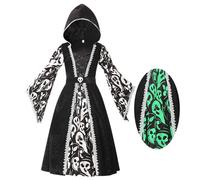 Spooktacular Creations Costume de sorcière pour filles, robe noire à imprimé sorcière foncée pour filles, déguisement d'Halloween et jeux de rôle-M