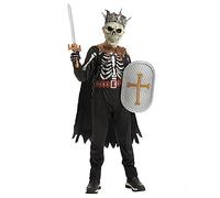 Spooktacular Creations Costume de squelette d'Halloween pour enfants, costume de chevalier diabolique sur le thème sombre pour les fêtes d'Halloween pour garçons (X-Large (12-14 ans))