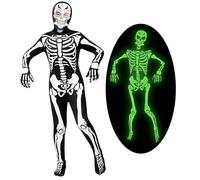 Spooktacular Creations Costume de squelette lumineux pour enfants, garçons, costume d'Halloween pour enfants, combinaison squelette