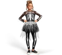 Spooktacular Creations Costume de squelette pour fille, robe fantôme en tutu pour Halloween, jeu de rôle, Cosplay Party