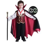 Spooktacular Creations Costume de vampire gothique d'Halloween de luxe pour garçons, cadeaux de fête d'Halloween pour enfants, déguisement, jeu de rôle et cosplay - 3T (3-4 ans)