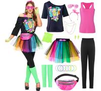 Spooktacular Creations Costume des années 80 pour femme, costumes d'Halloween des années 80, costume d'entraînement des années 80 pour femme, jeux de rôle d'Halloween (moyen)