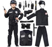 Spooktacular Creations Costume d'officier SWAT d'Halloween pour enfants, costume d'officier de police pour garçons, déguisement d'Halloween, jeu de rôle (petit (5-7 ans))