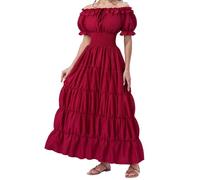 Spooktacular Creations Costume Renaissance Bordeaux pour Femme, Robe Chemise médiévale, sous-Robe Irlandaise, Robe Paysanne, Robe Pirate pour Festivals celtiques, fête d'halloween (XL)